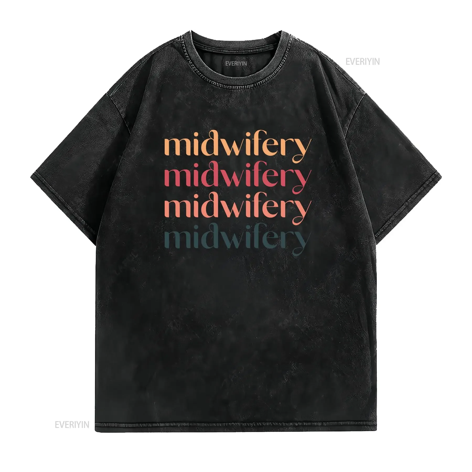 Midwifery T Shirt For Student Cute Midwife Labor And Delivery Birth Doula Worker School Graduation vintage Washed Breathable
