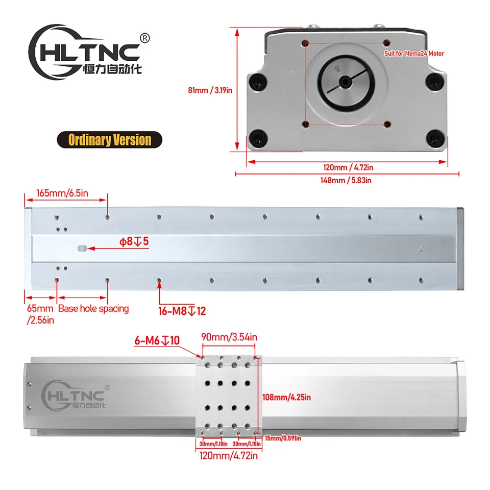 Z Axis Linear Module HL120 for Nema23/Nema24 CNC