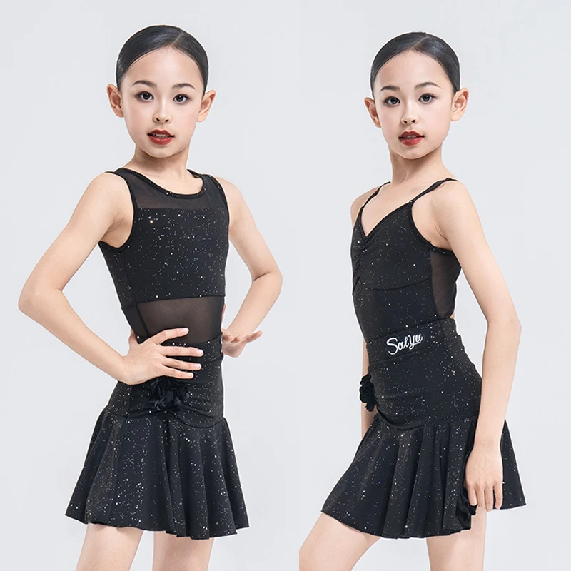 

Shining New Latin Dance Dress Girl Ballroom Dancing Rumba Samba Latin Dance Costume Kids Modern Carnival Latin Dancewear XH2577