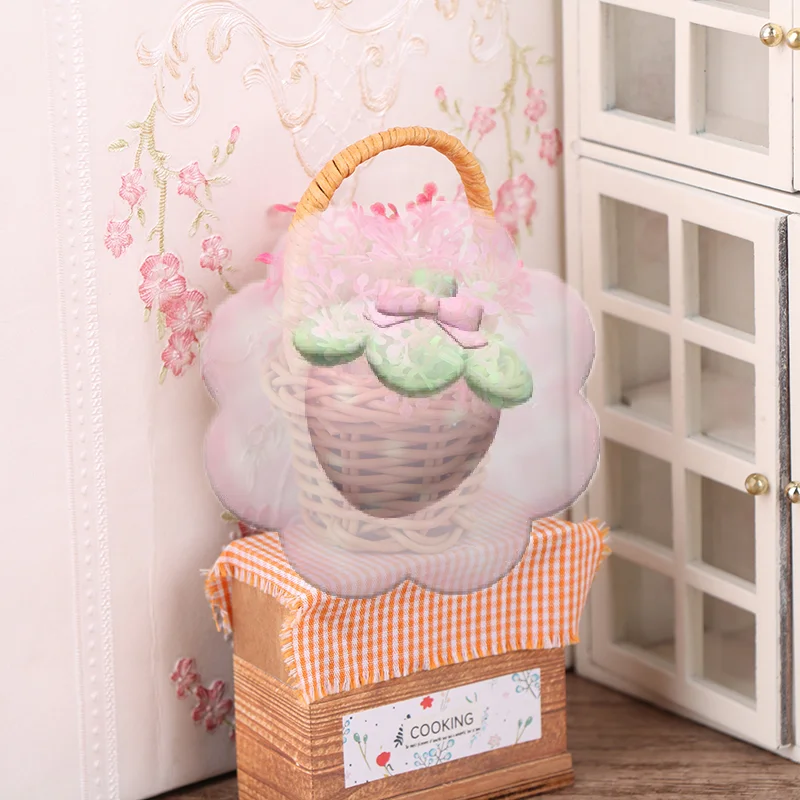 New 1Set 1:12 Dollhouse Miniature Woven Flower Basket Hand Basket Furniture Accessories Decor