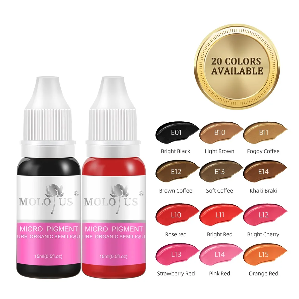 Pigments de tatouage en continu, beauté Microblading Art, lèvres, sourcils, eyeliners, encres pleine taille, fournitures professionnelles, 15ml