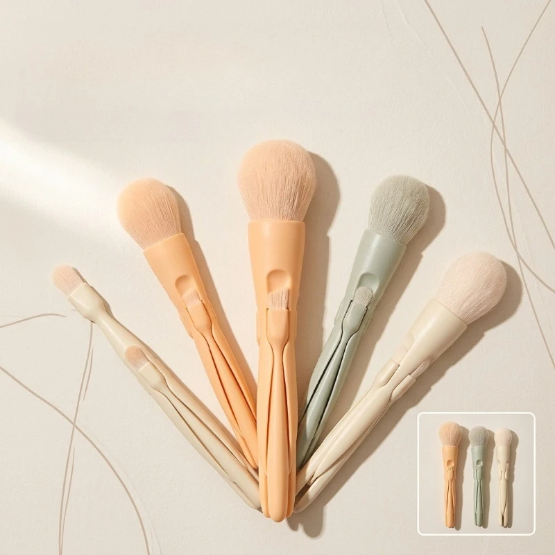 4-in-1 Makeup Cover Brush Magnetic Suction Portable Loose Powder Brush Eyeshadow Grooming Brush Novice Makeup Special Tool