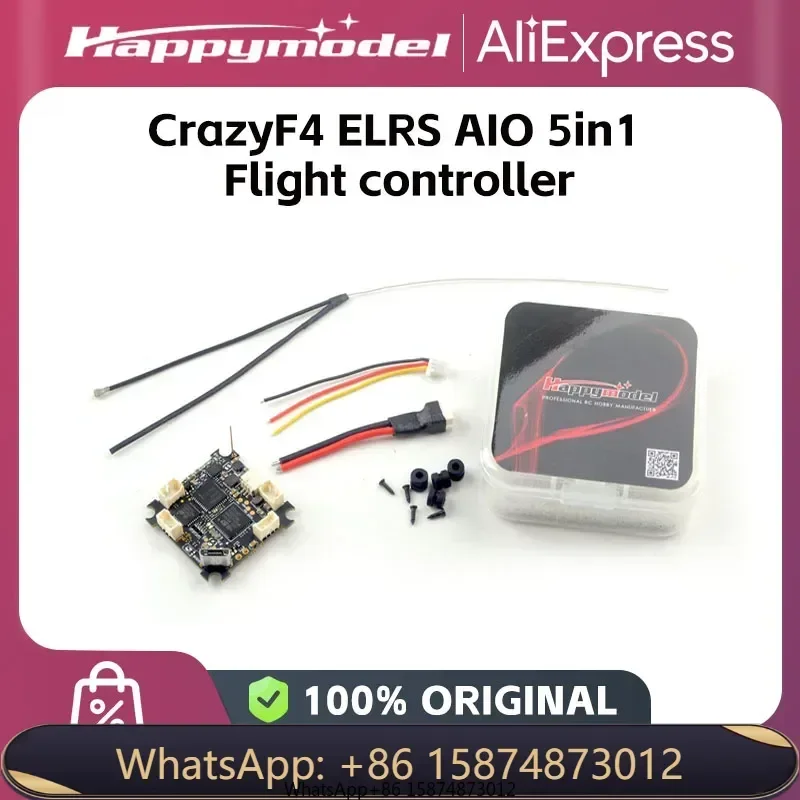 HappyModel CrazyF4 ELRS AIO 5in1 Fli ght Controller Built-in 900MHz ExpressLRS ELRS RX BLHELIS 5A 200mW for FPV Tinywhoop Dr one