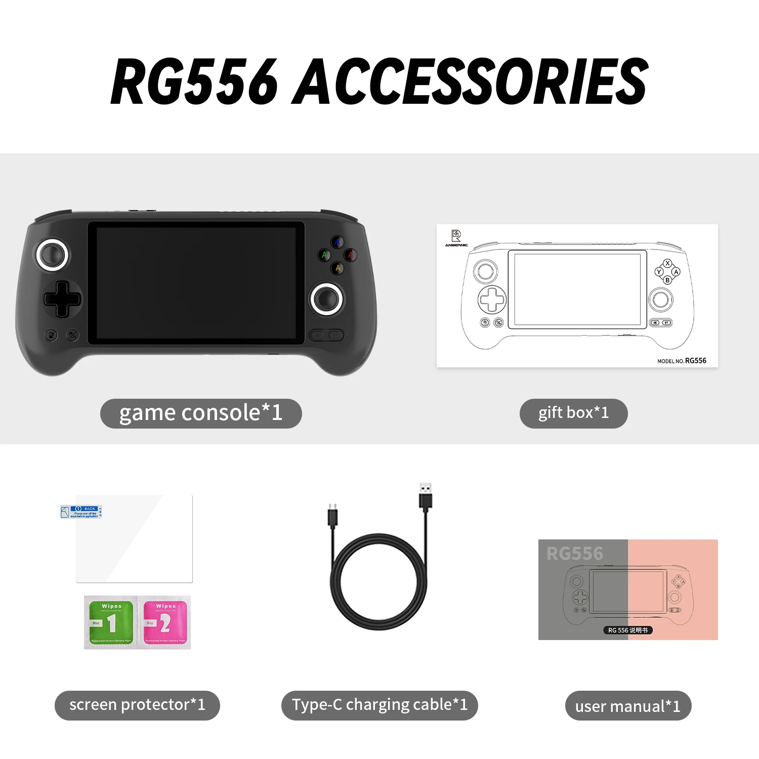 ANBERNIC RG557 RG556 Handheld Game Console 5.48 "AMOLED Scherm Android Koelventilator Draagbare Video Game Speler AI 1080P DP Uitgang