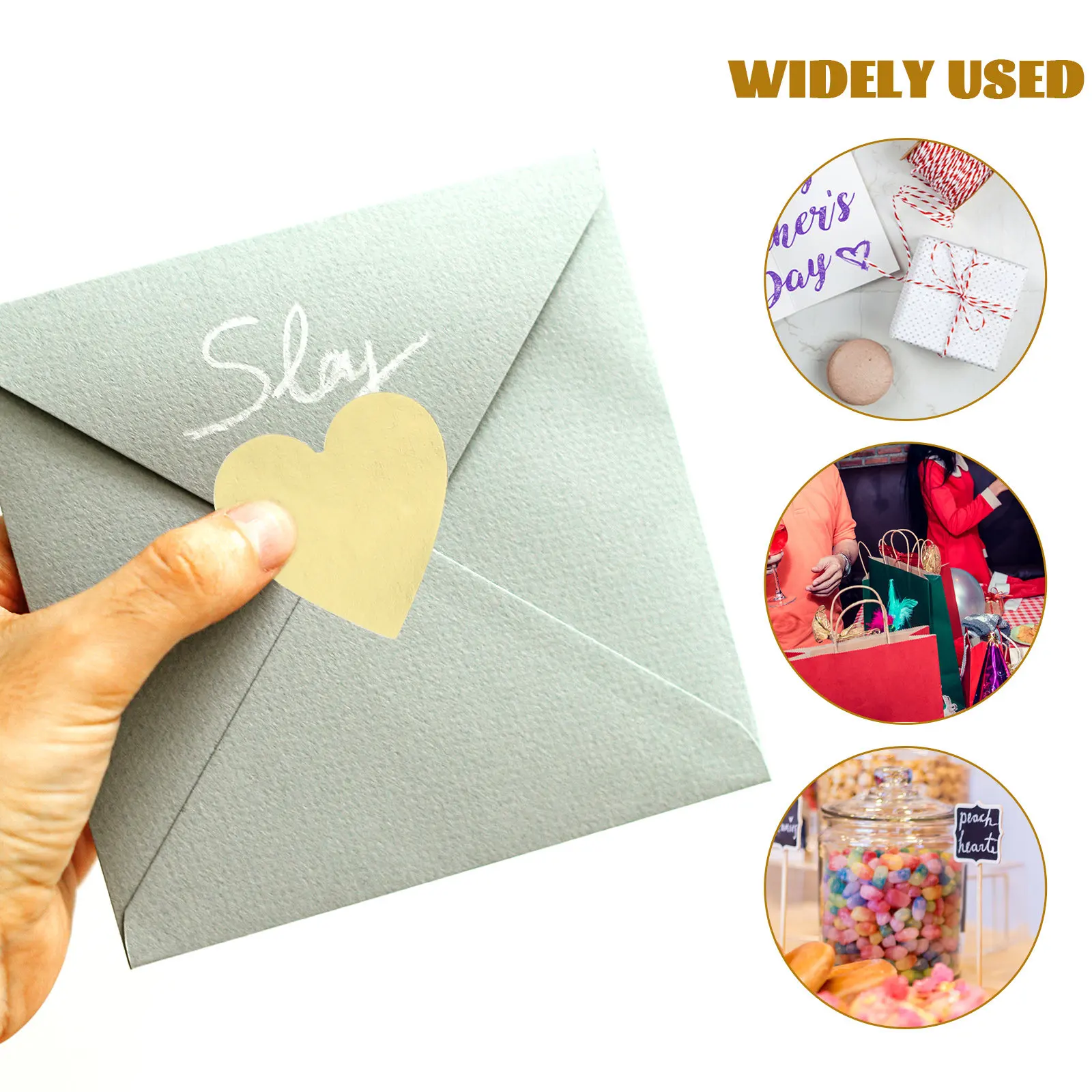 2 Rolls Premium Heart Seal Stickers Smooth Finish Quick Stick for Boutique Bakery Workshop Wedding Stationery Gift Supply