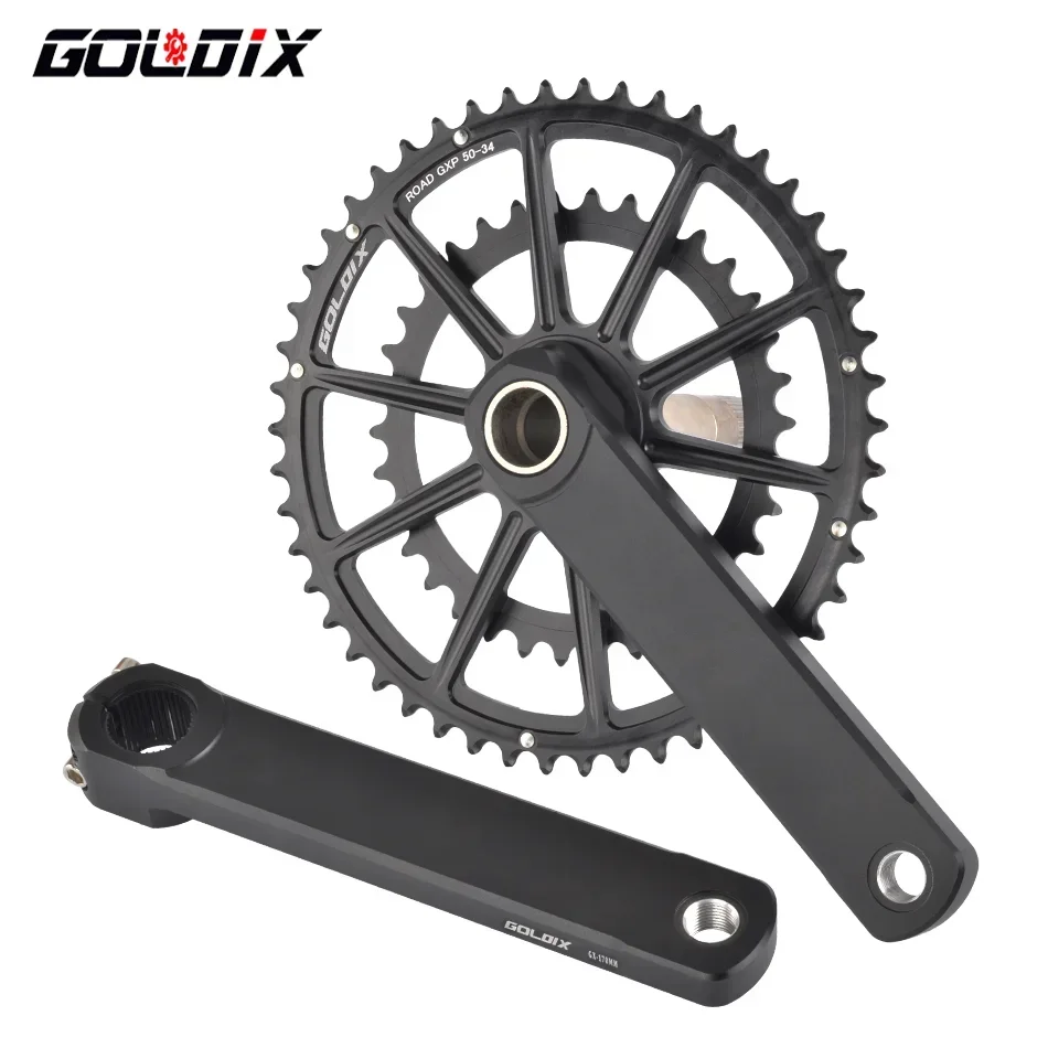 GOLDIX Road Bike Crankset 165/170/172.5/175mm Length Bicycle Crank 3Bolt double Chainring Crown 50-34T/52-42T/53-39T For SHIMANO