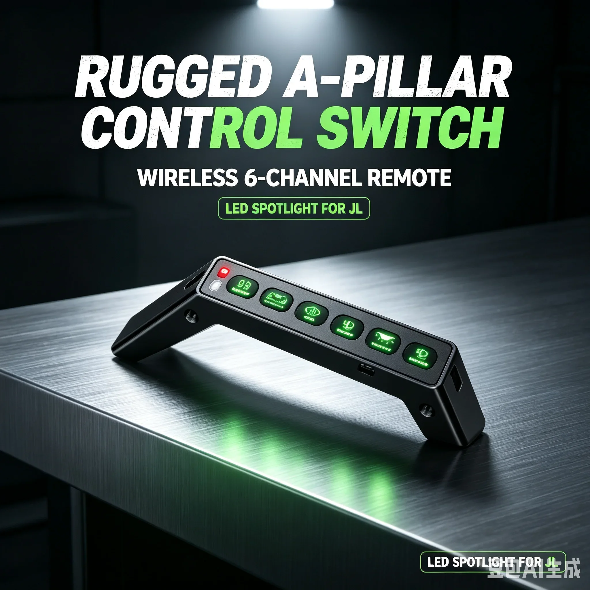 For Wrangler JL Modified A-pillar Armrest Six Way Integrated Remote Control Switch LED Car Spotlight Wireless Switch