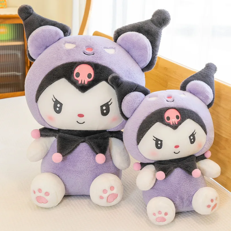 Large Sanrio Dark Kuromi Purple Devil Plush Stuffed Doll Kawaii Sofa Bedroom Pillow Girl Valentine's Day Child Birthday Toy Gift