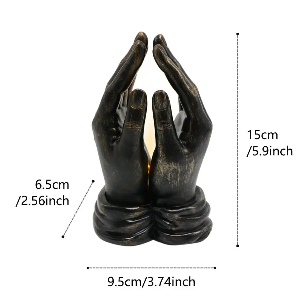 Creative With LED Light Prayer Hand Figurine Handmade Hand-blessing Hands Praying Sculpture Resin Craft Hand Statue Lamp Porch