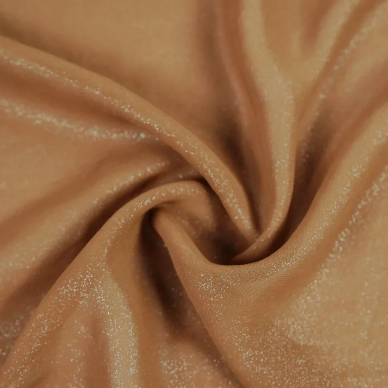 1 Meter Chiffon Fabric Caramel Base Silver Foil Glitter Sparkly Shiny Semi Shirt Dress Apparel Sewing DIY Material Wholesale