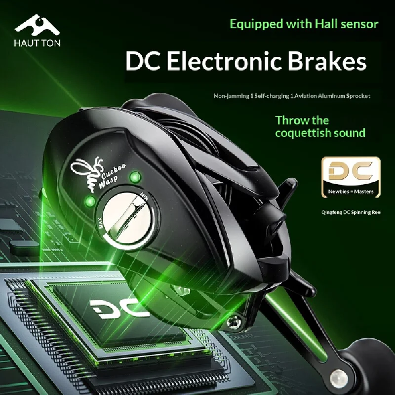 Hautton Dc Baitcasting Reel Electronic Brake Anti Backlash Long Casting Ultralight Lure Fishing For Saltwater Freshwater