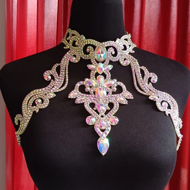 تخصيص أداء الرقص الشرقي زي قلادة اليدوية الشرقية الكتف سلسلة اللاتينية اكسسوارات مثير بيكيني الجسم سلسلة