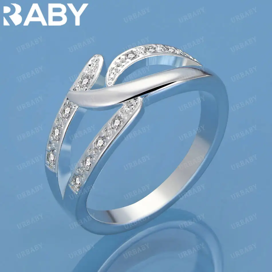 

URBABY 925 Sterling Silver Size 7-10 Minimalist Zircon Ring For Women Fashion Jewelry Charm Grace Wedding Engagement Accessories