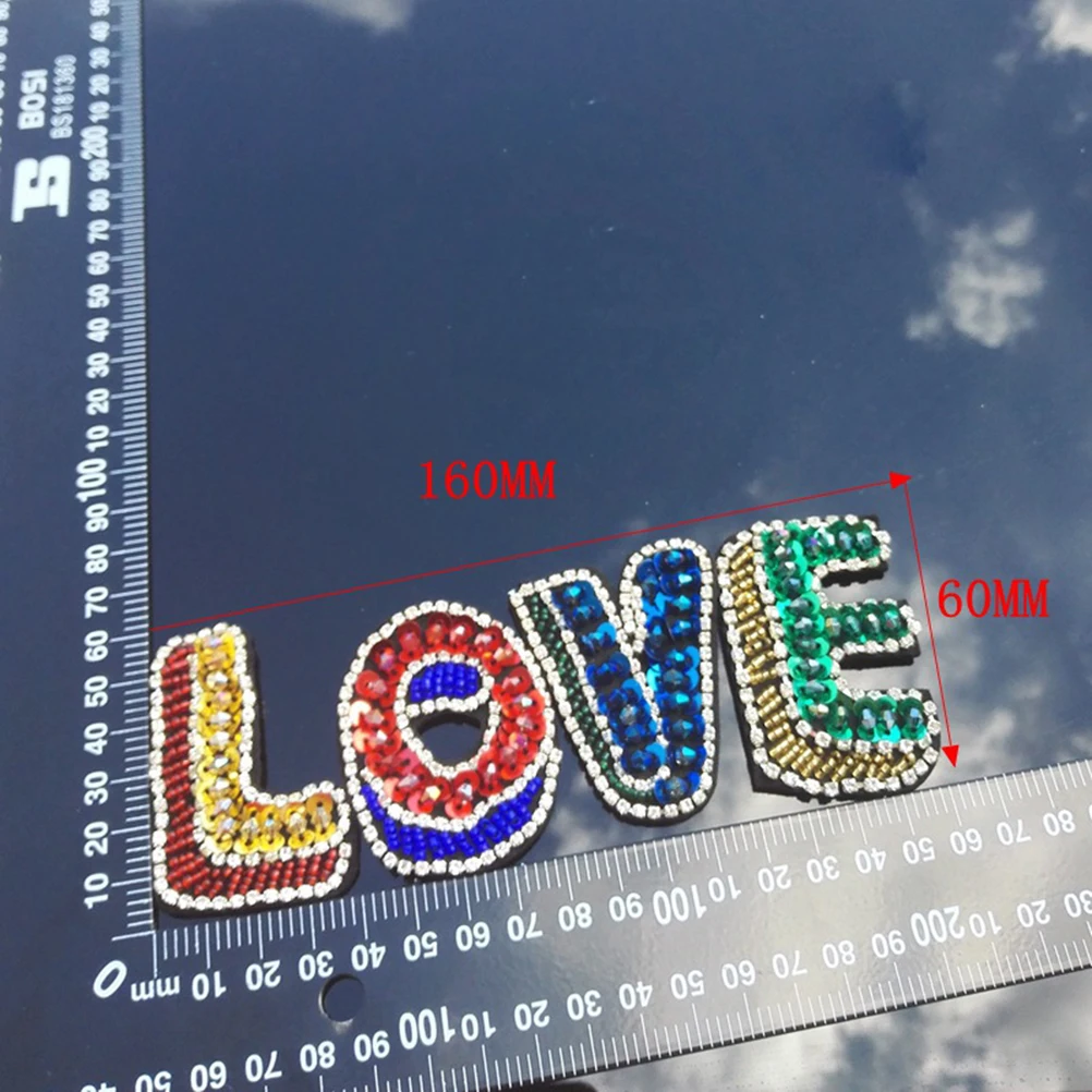 

LOVE Letter Sewing Patches Bead Sequins Decoration Premium Material Beautiful Pattern Durable Practical Long Term Use Wedding