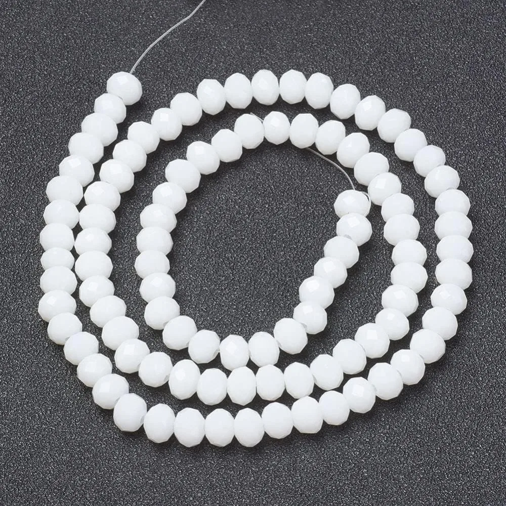 10 Strand Opaque Solid Color Glass Charms Strands Faceted Rondelle White 2.9-3.3x2mm Hole: 0.8mm 145-150pcs/strand 34-35cm
