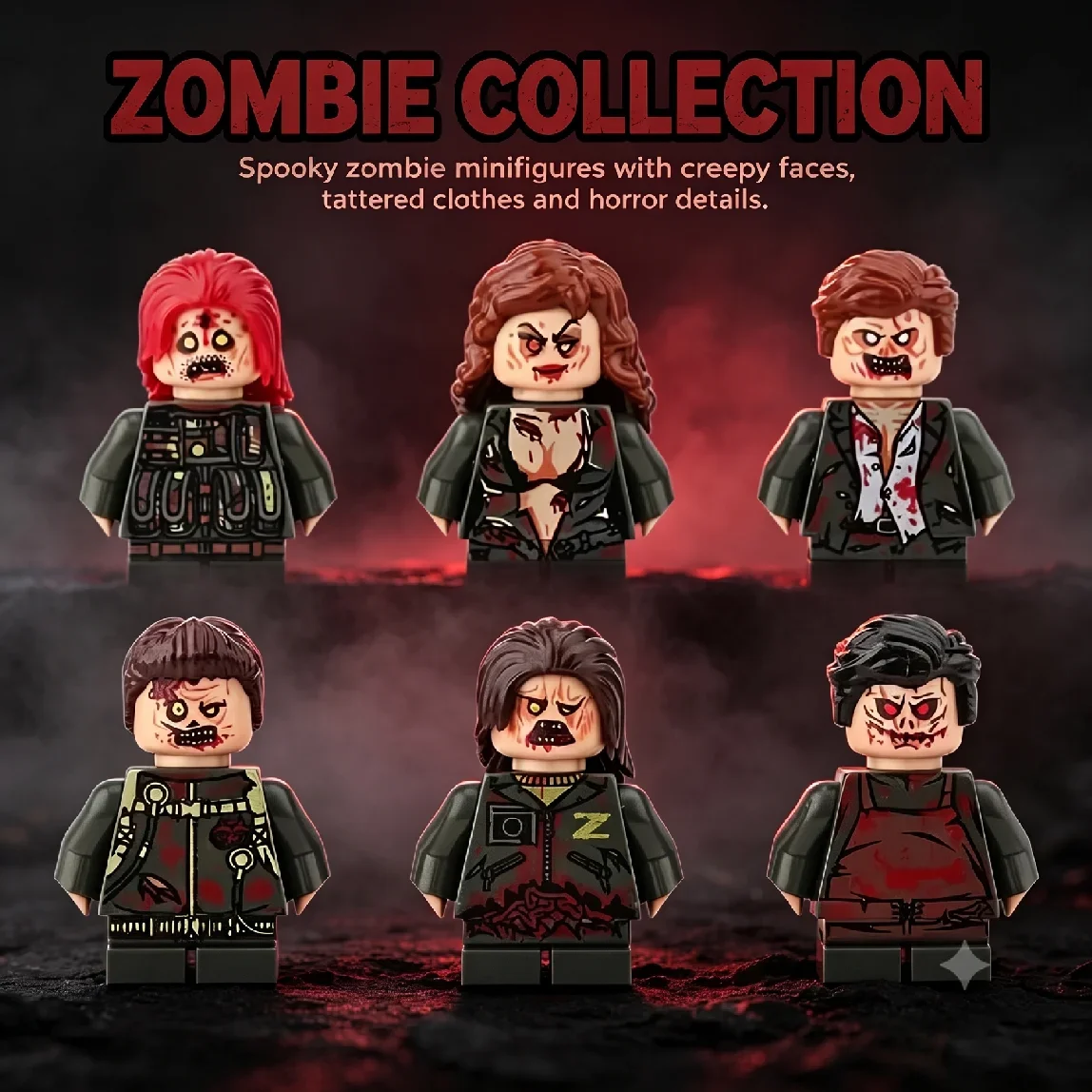 Bausteine Zombie-Armee Minifiguren – Halloween-Horror-Figurenset, gruseliges Bausteinspielzeug als Geburtstagsgeschenk für Jungen – Detail 4