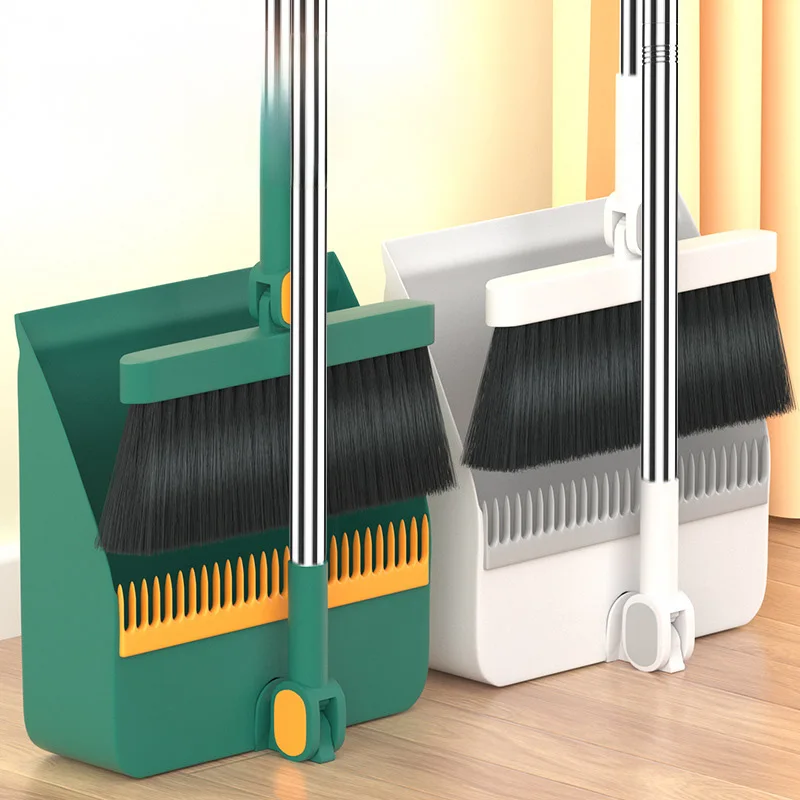 1set/2pcs Upright Dustpan And Broom Combo Set Sweeping Kitchen Wood Floor Pet Hair Cleaning Su Household Cleaning Tools 2024 New