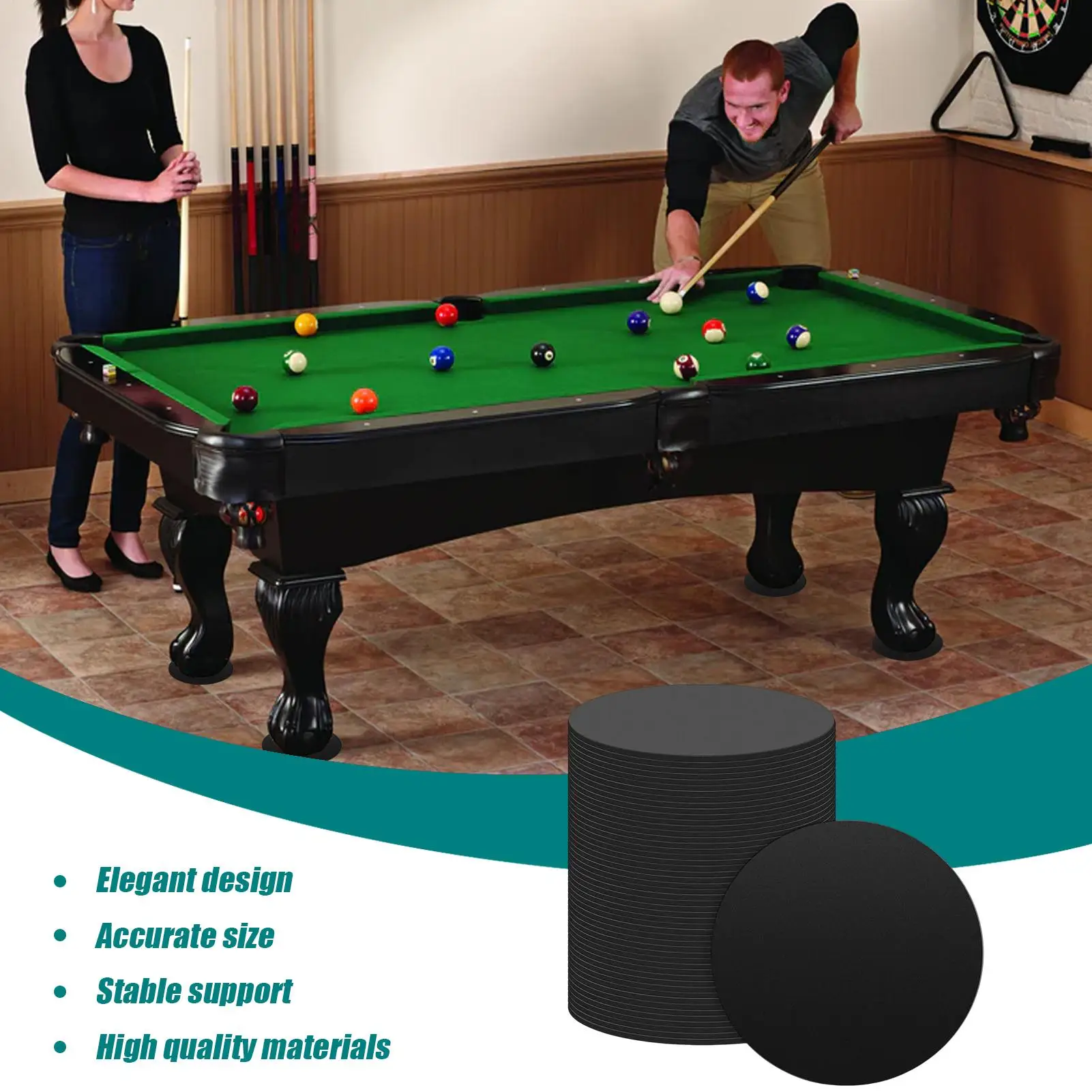 Billiard Pool Table Leg Pads 50 Pack Rubber Levelers Anti Slip Gripper 3 Inch for Furniture Chair Couch Bed