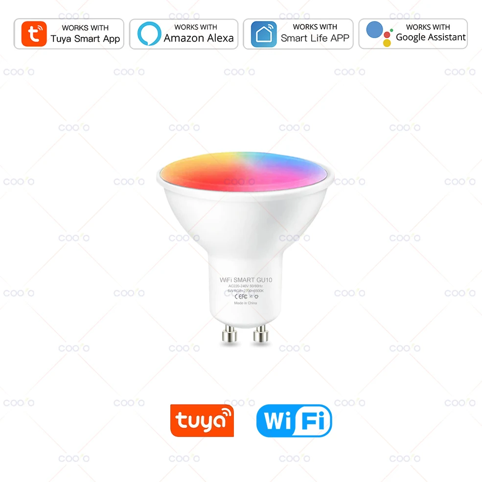 COOLO GU10 Tuya WiFi Smart LED-lamp Bluetooth dimbare lampen Smart Life App-bediening Spotlight-lamp Werkt met Alexa Google