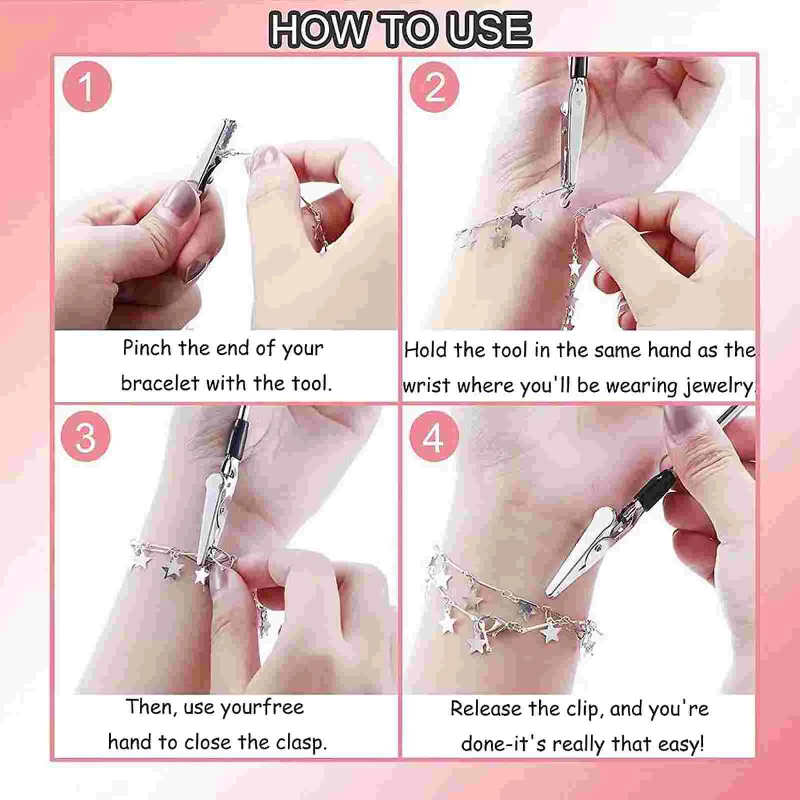 2 Pcs Bracelet Wearing Tool Jewelry Helper Multi-function Clip Tools Bracelets Desktop Clamp Iron Compact Memo Holder Office