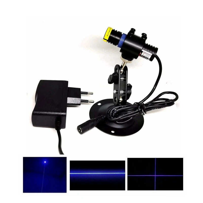 

Focusable 450nm 10mw/30mw/50mw/80mw Blue Dot/Line/Cross Laser Diode Module 18x65mm W/ Adapter & Holder