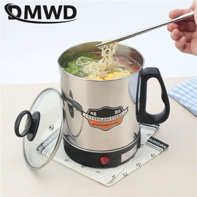 DMWD MultiCooker Elektrische Pfanne tragbare edelstahl heizung tasse Nudeln milch suppe brei Kochen Topf mini kaffee kessel