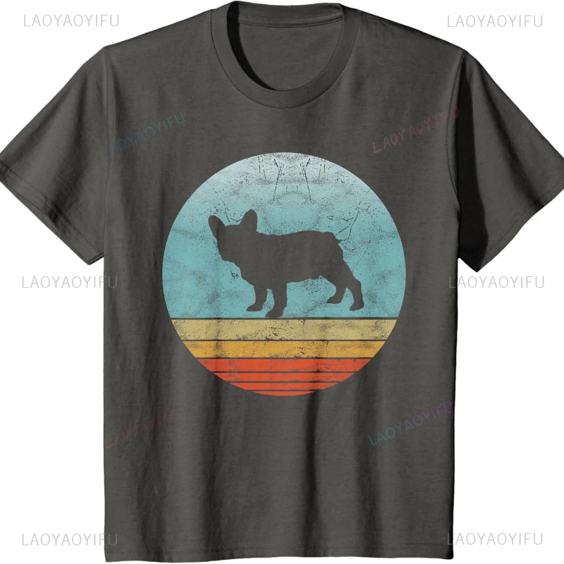 French Bulldog Dog Breed Vintage Style Animal Dogs T-Shirt Harajuku  Clothes Y2k Tops Outdoors High Quality Cotton Shirt unisex