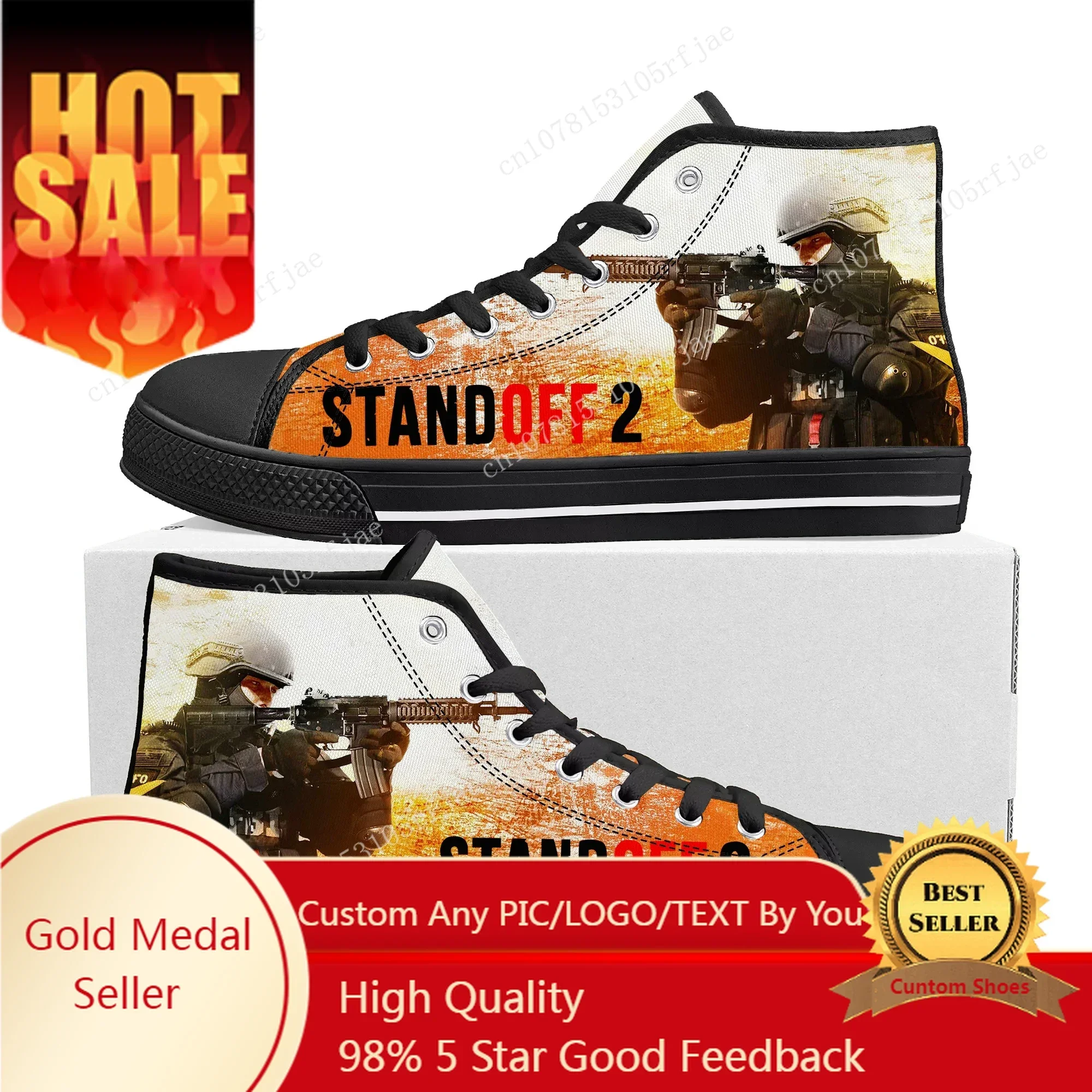 Standoff 2 High Top Sneakers Hot Cartoon Game Mens Womens Teenager Fashion High Quality Canvas Sneaker Custom Built Couple Shoes