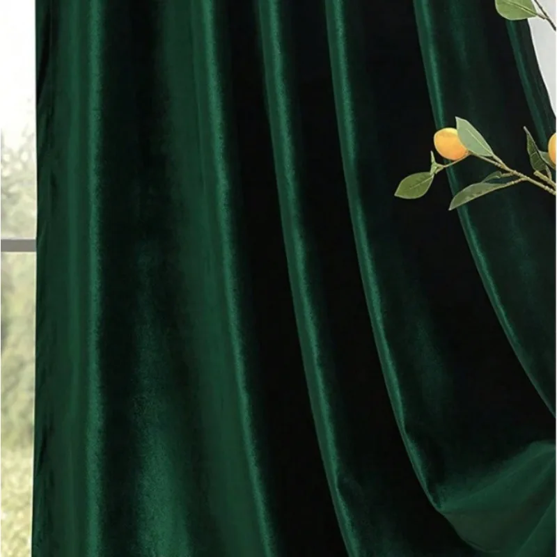 1 Piece Modern Minimalist Green Living Room Curtains Bedroom Luxury Heavy Duty Insulated Velvet Curtains