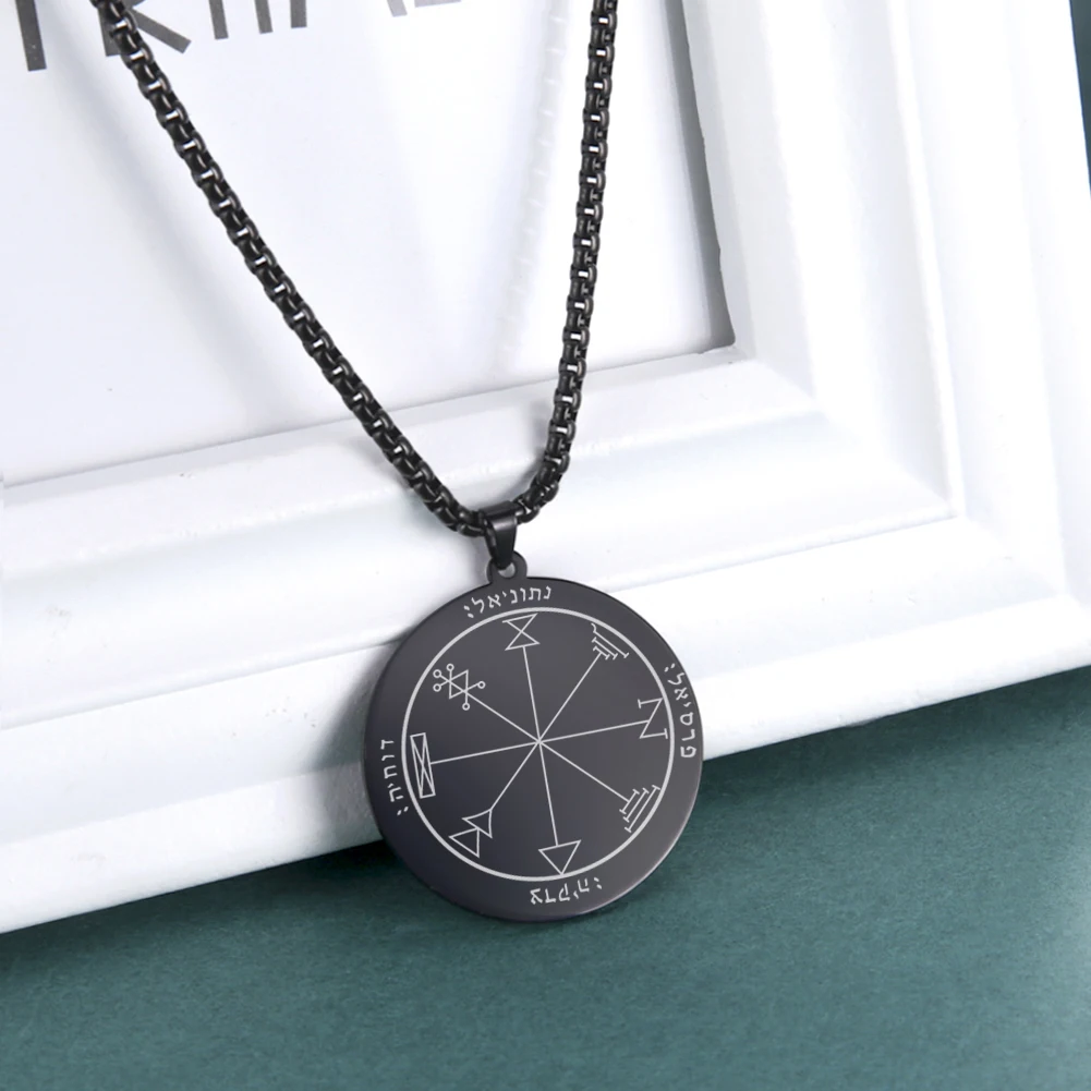 Dawapara Pentagramm von Saturn Jupiter Anhänger Halsketten Männer/Frauen Edelstahl Schmuck Schutz Amulett Schlüssel von Solomon Seal – Detail 16