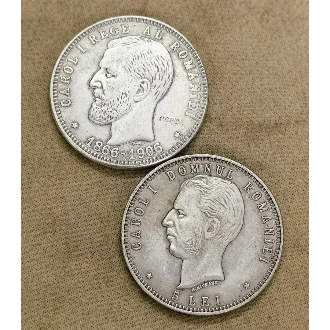 نسخة طبق الأصل 1906 رومانيا 5 لي - عملة كارول I فضية