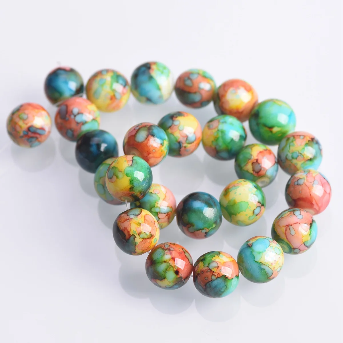 Colorful Coated Round 6mm 8mm 10mm 12mm Opaque Glass Loose Crafts Beads Lot For Jewelry Making DIY Bracelet Findings