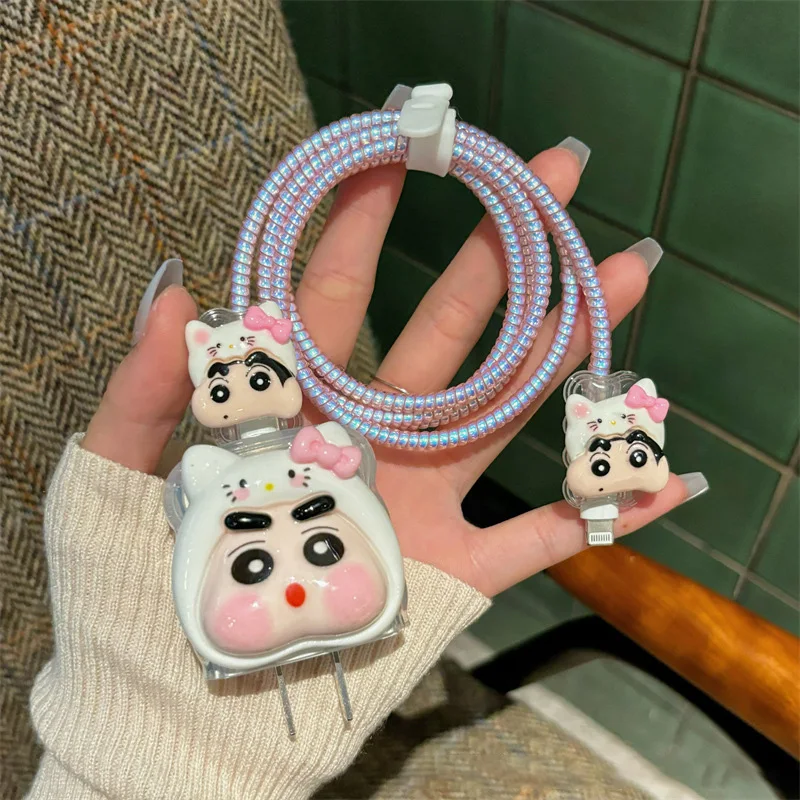 Crayon Shin-chan  Data Cable Case iPhone 15 14 Data Cable Protective Case for iPhone 13 Phone Charger for 12 Soft Case 20w