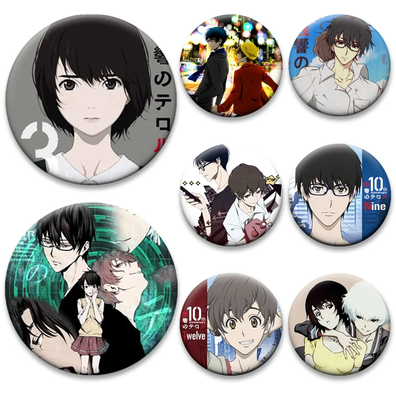 

Anime Terror in Resonance Badge NINE TWELVE FIVE Cartoon Lapel Pins Round Display Brooches for Backpack Accessorie Jewelry Gifts