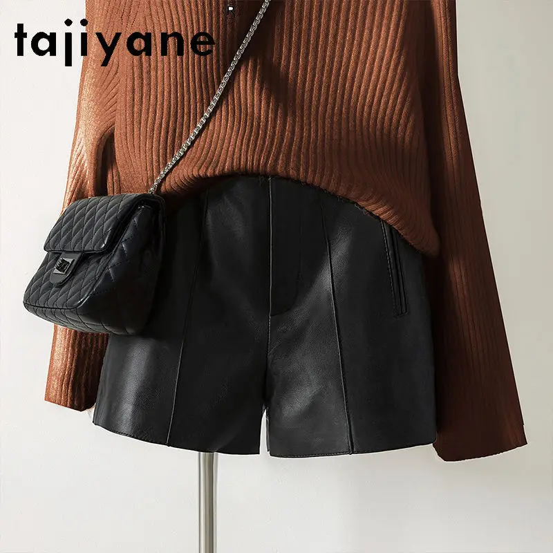 TAJIYANE Genuine Leather Shorts Woman High Waist Real Sheepskin Short Pants Korean Style Spring Women Clothing 2025 Шорти Жіночі