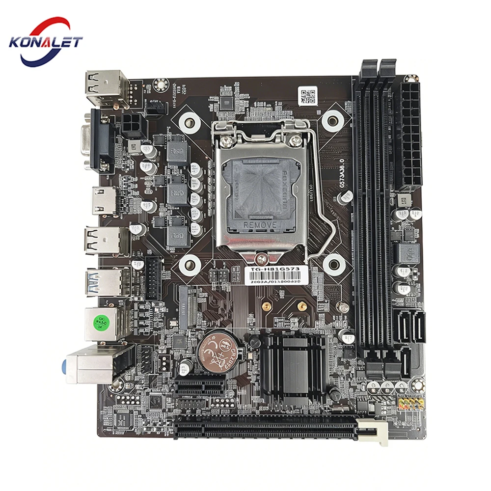 Placa base KONALET H81 LGA1150 DDR3 2 ranuras M.2 NVMe VGA HDMI compatible con CPU i3 i5 i7 de 4.ª generación Micro ATX para computadora de escritorio USB3.0