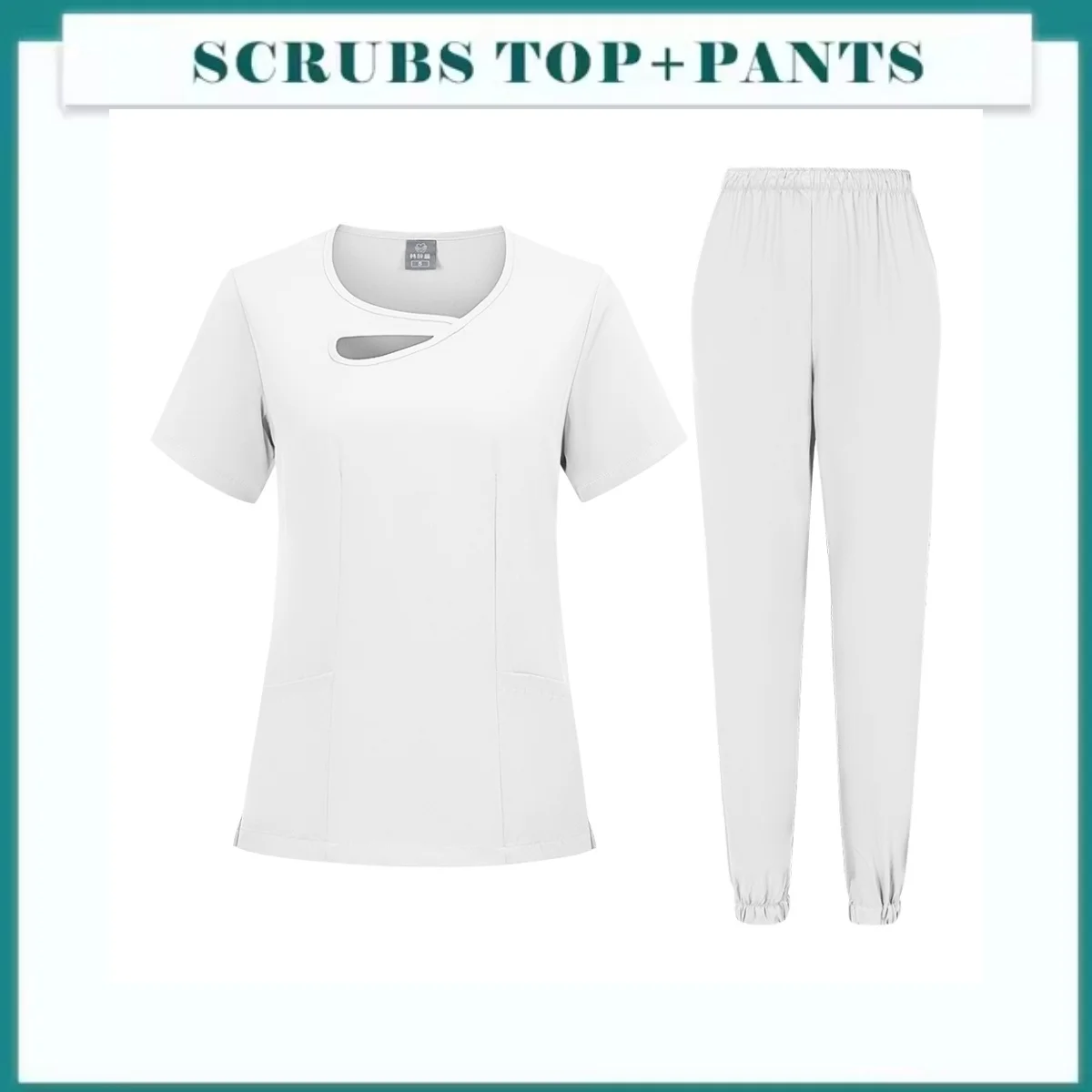 抗シワ手術用ユニフォーム半袖トップス+パンツ看護ユニフォーム女性ペット病院医師コスチューム手術作業服スクラブ