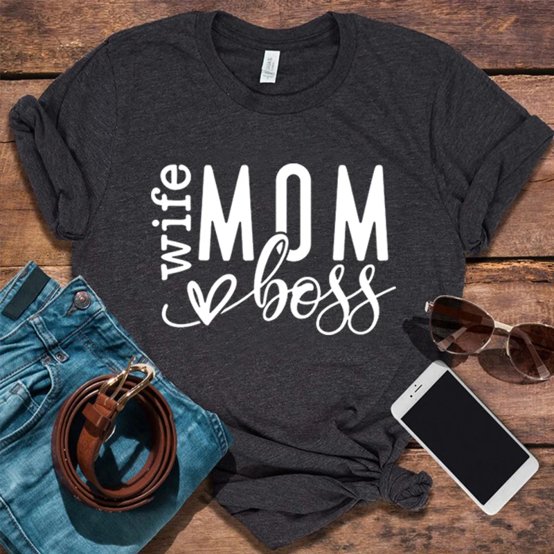 

Mom Wife T Shirt Women Kawaii Mom Vibes T-shirts Mother's Day Women Clothing Mom Shirt Harajuku Graphic T Shirts