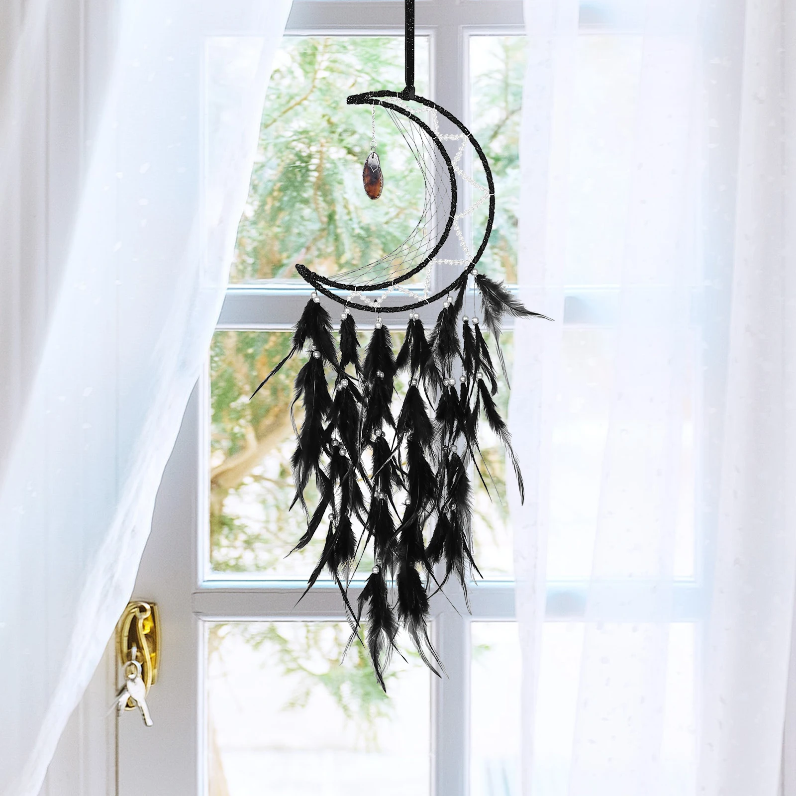 

Gothic Plume Dream Catcher Halloween Home Decor Indoor Wall Hanging Dreamcatcher Bedroom Nursery Dorm Yard Ornament