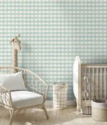 Watercolor Gingham Check Pattern Wallpaper Playrooms Nurseries Kids Bedroom Soft Teal Baby Blue Holden,Wall Stickers Decoration