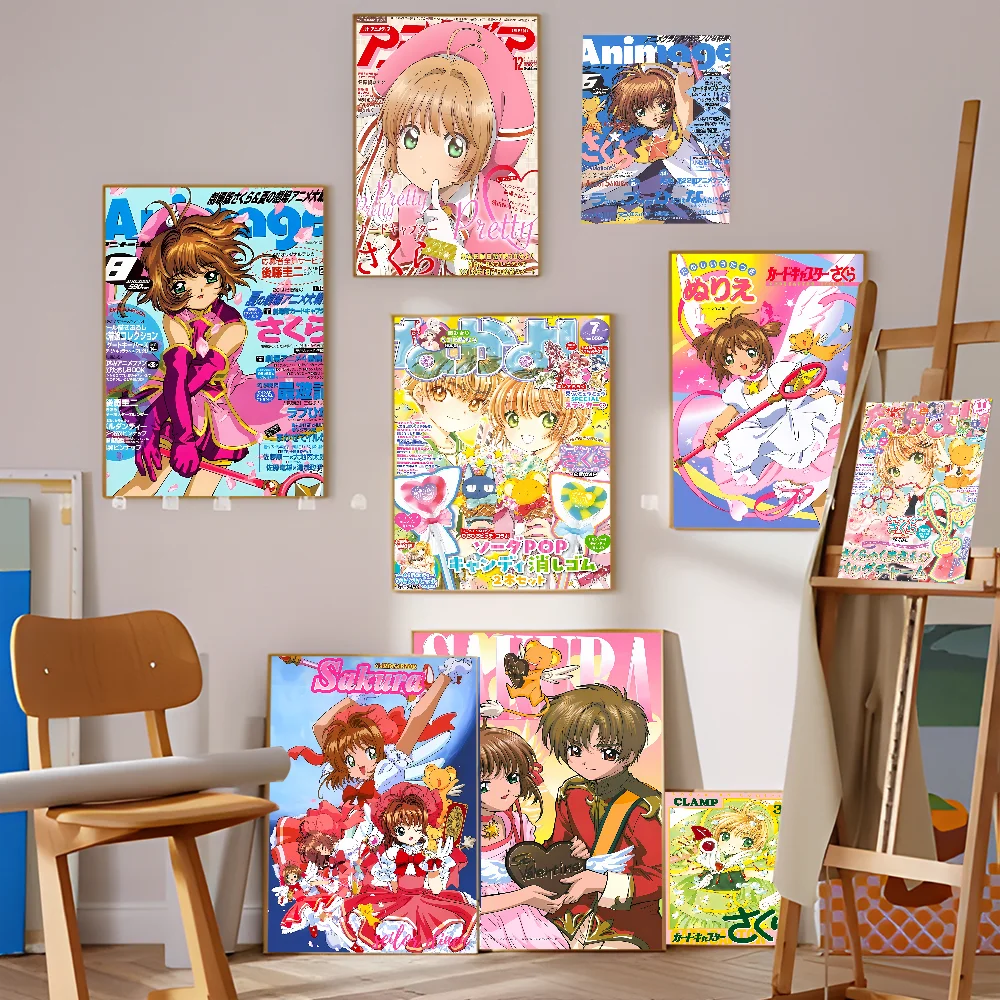 Anime C-Cardcaptor S-Sakura Anime Posters Sticky Waterproof Paper Sticker Coffee House Bar Kawaii Room Decor