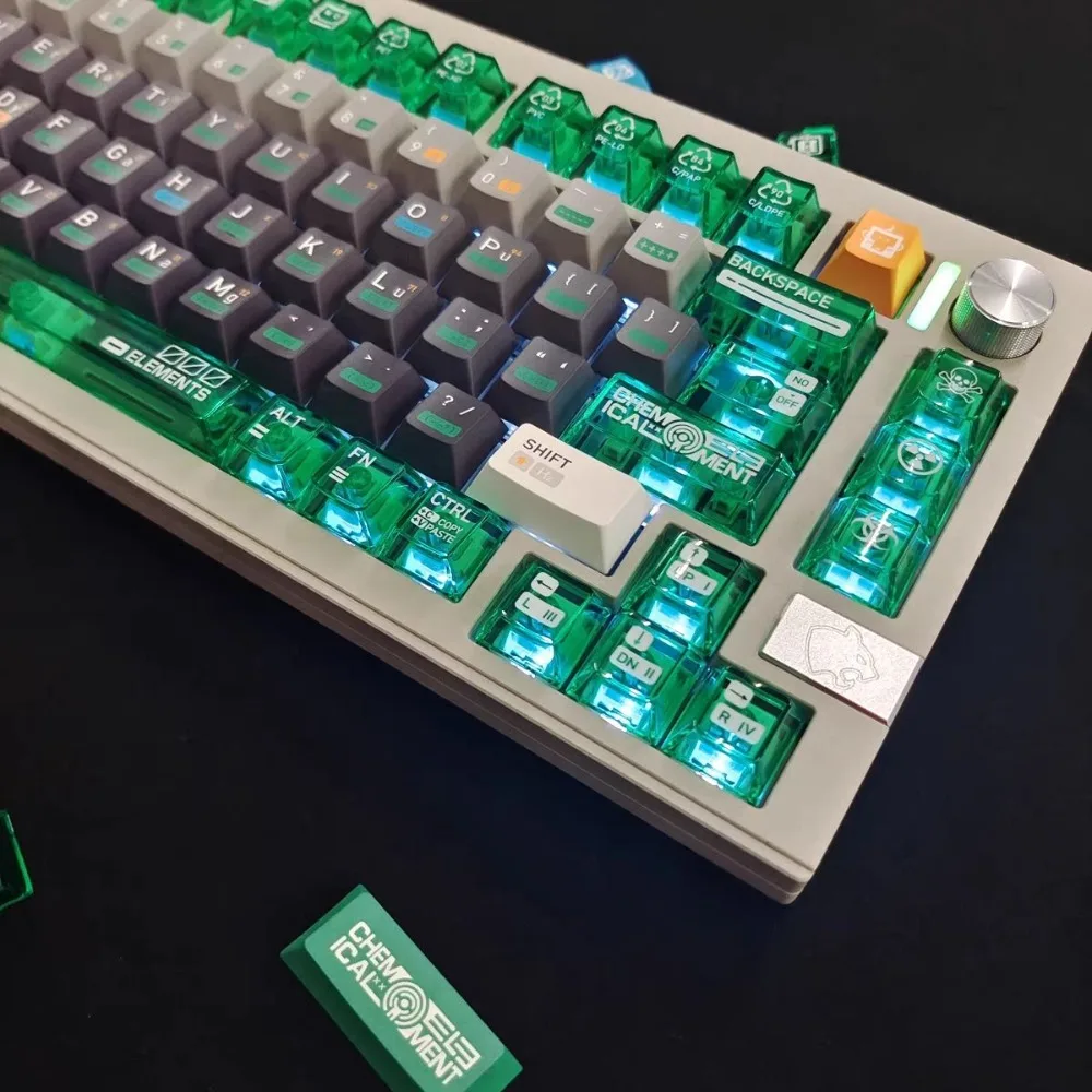 Chemistry 003 theme, keycaps, opaque PBT 129 keys Cherry for MX switches, gaming mechanical keyboard