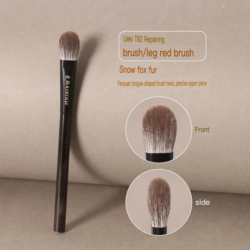 

Антивозрастная контакторная кисть T82, кисть для румян, мягкая щетина животных, портативная плоская круглая кисть для макияжа с мягкой щетиной в форме языка