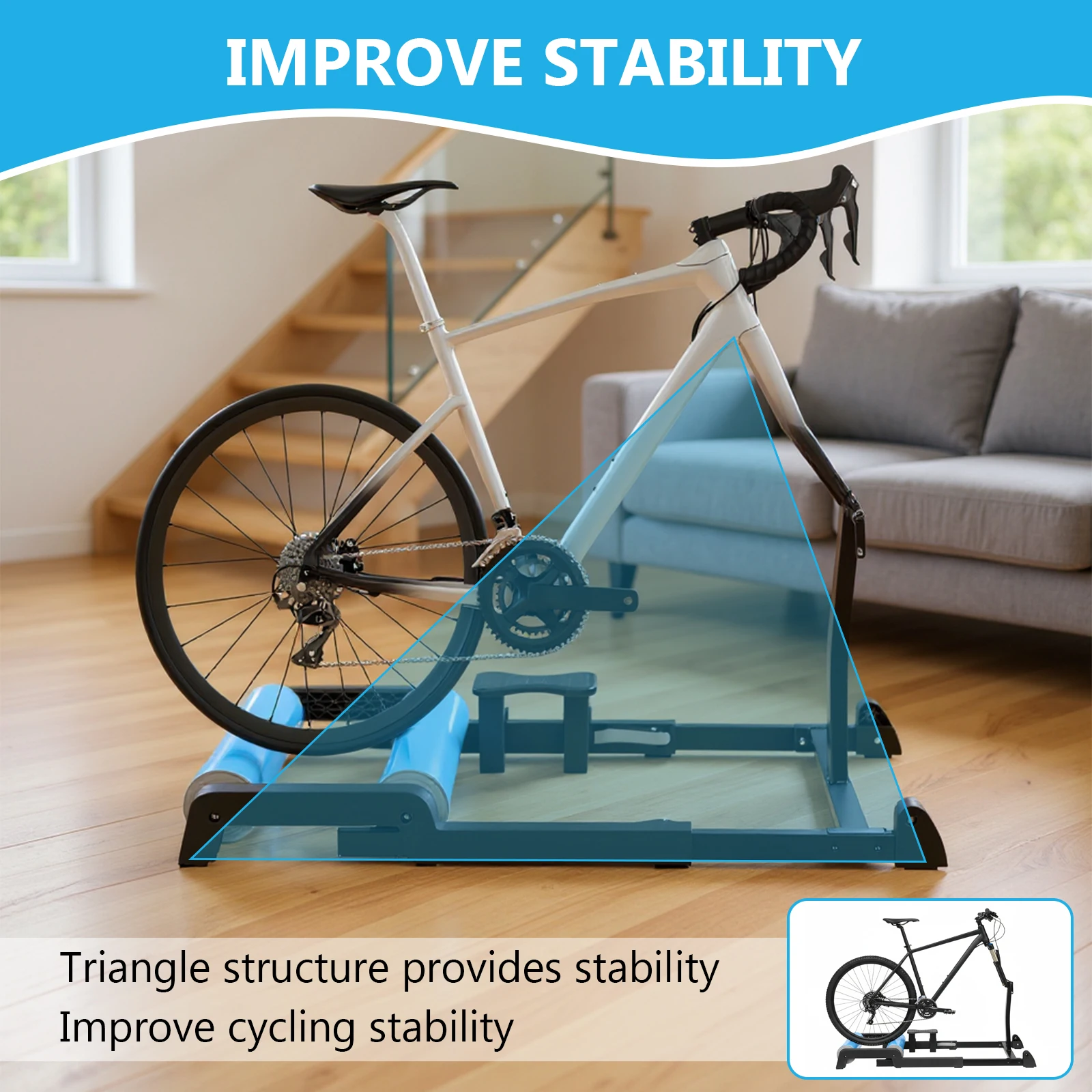 

Indoor Bike Resistance Trainer Detachable Cycling Roller Trainer Aluminum Alloy Anti-Slip Racing & Strength Training Equipment