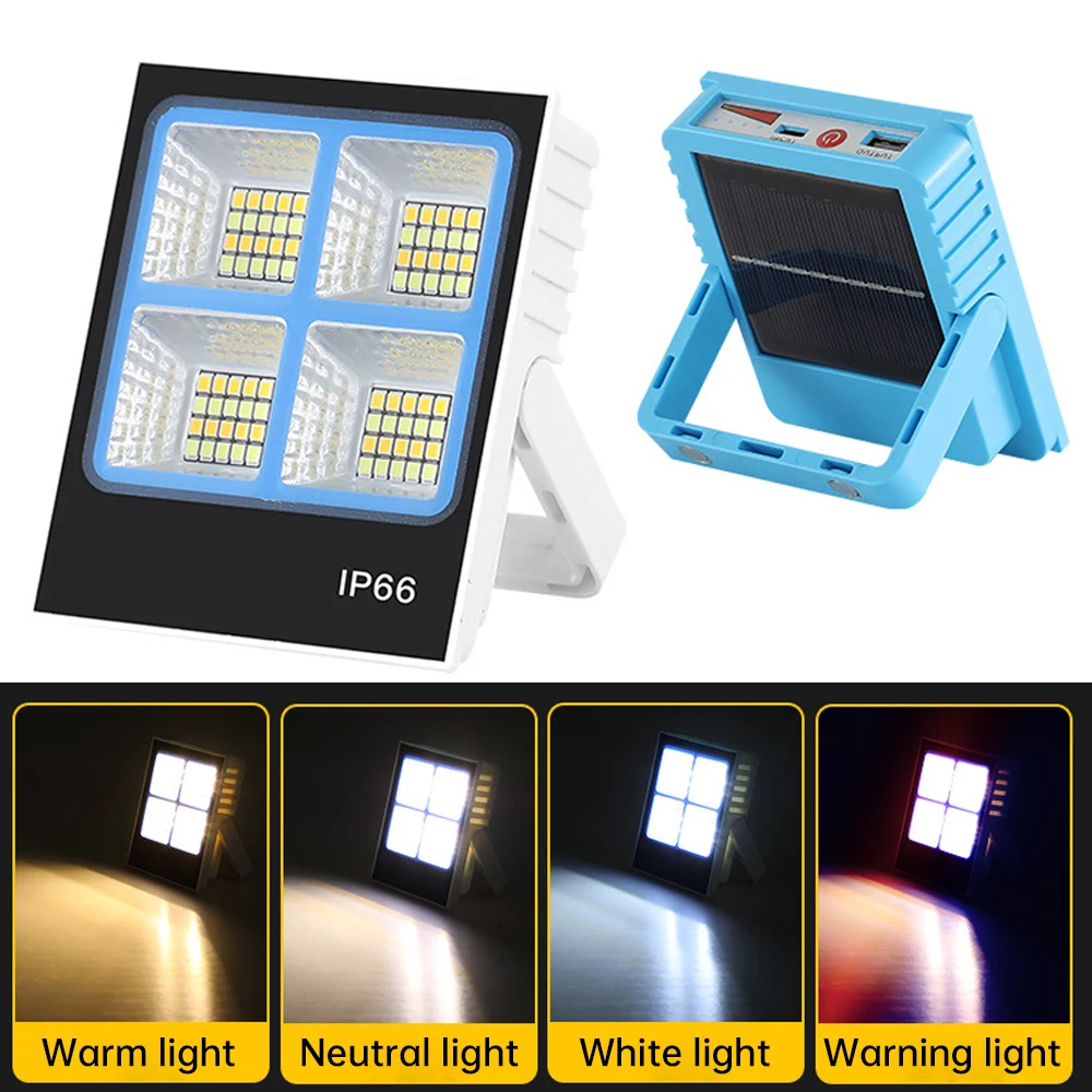 New Rechargeable Solar Flood Light Outdoor Portable Led Reflector Spotlight Rechargeable Projector Floodlight Construction Lamp