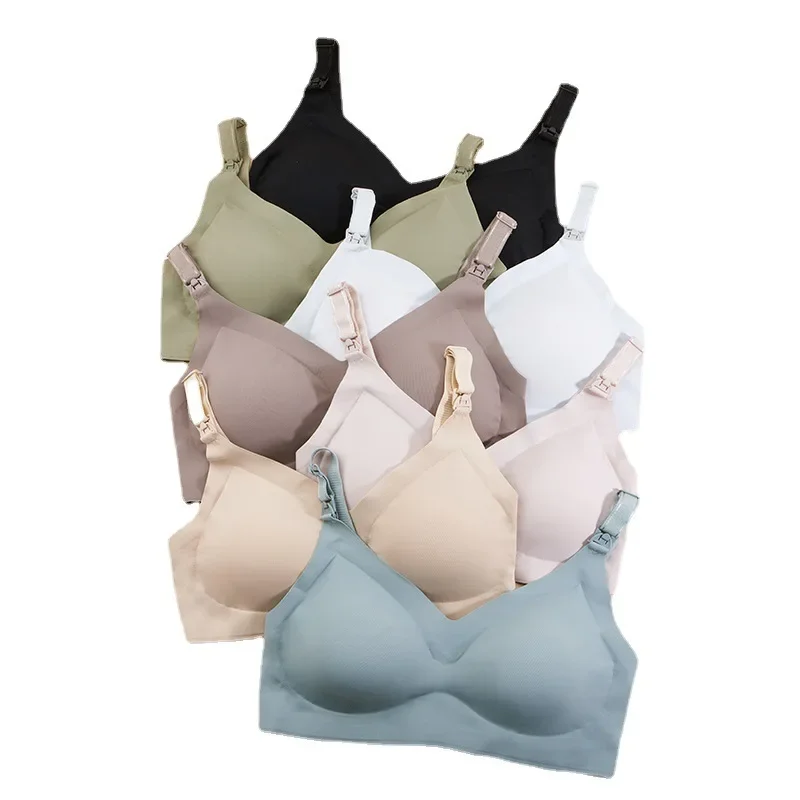 Ultra Thin Laser Cutting Ladies Feeding Bra Removable Padded Breastfeeding Bras Plus Size Push Up Maternity Nursing Bra