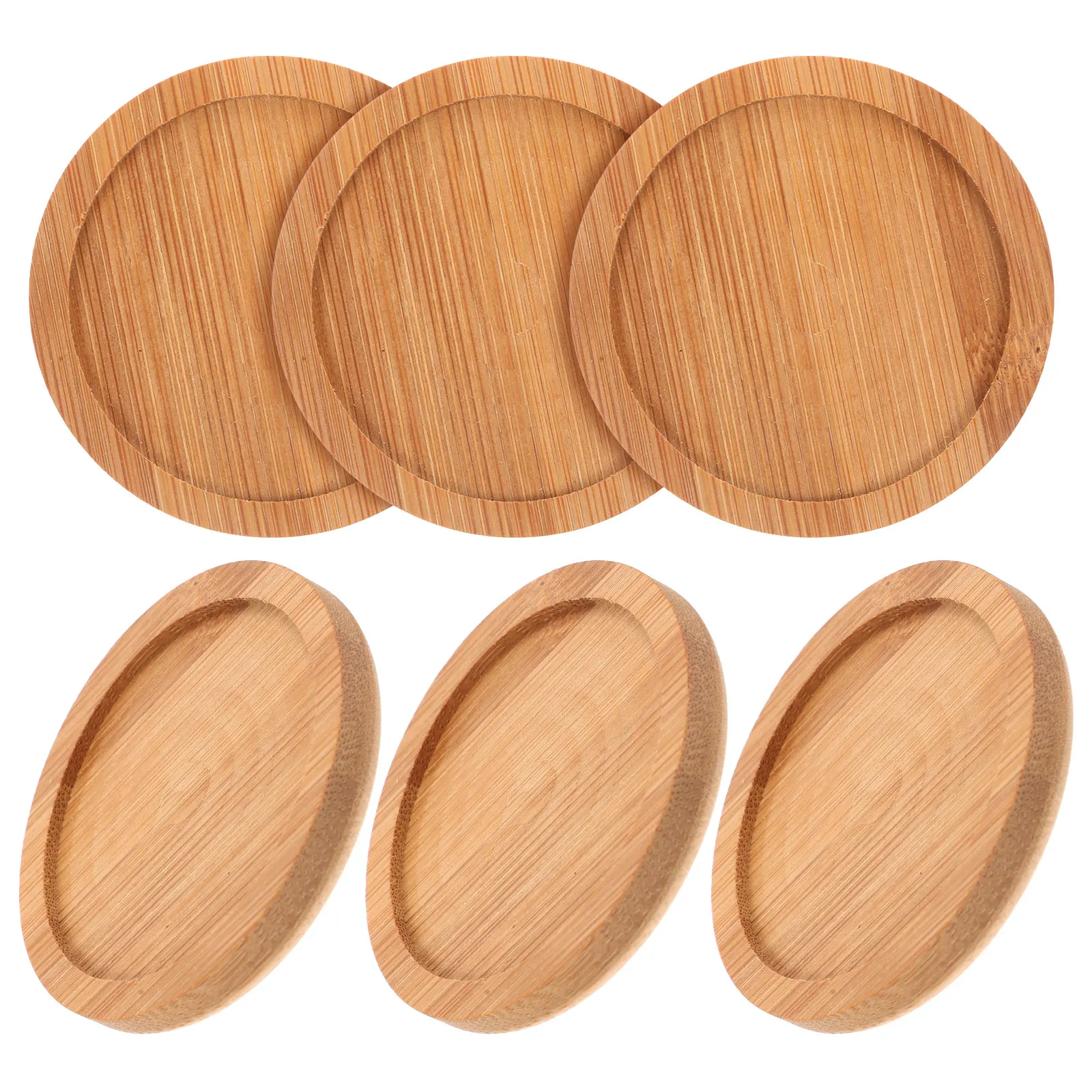 

6pcs Bamboo Coasters Round Cup Pads Heat Insulation Table Mat Teacup Coasters Non Skid Mug Mat Decorative Drink Saucer Plates