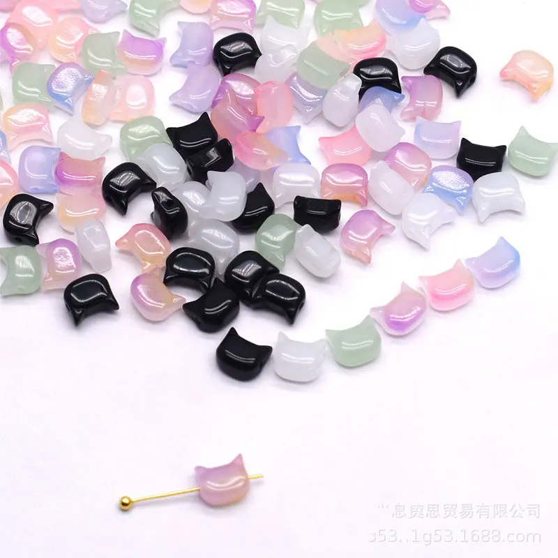DW01 10 Uds 6*7MM Mini gato lindo fresco exquisito cabeza de cristal hecho a mano cuentas DIY pulseras collar accesorios de tendencia