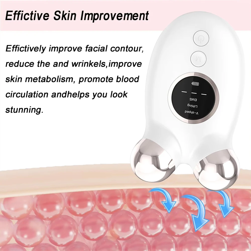 Microcurrent Facial Device Face Roller Anti Wrinkle Facial Massagers V Shape Lift Chin-up Face Lifting Machine Skin Care Tools