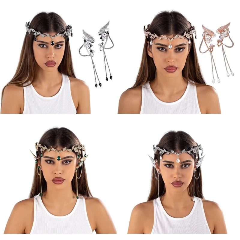 

Crystal Headband and Earring Set Daily Wear Jewelry Present for Fashion Lover Dropship